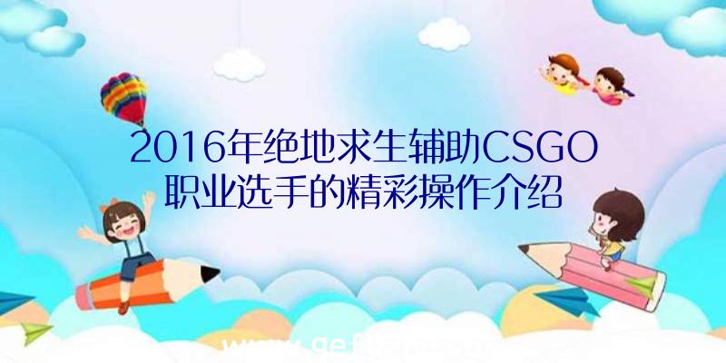 2016年绝地求生辅助CSGO职业选手的精彩操作介绍