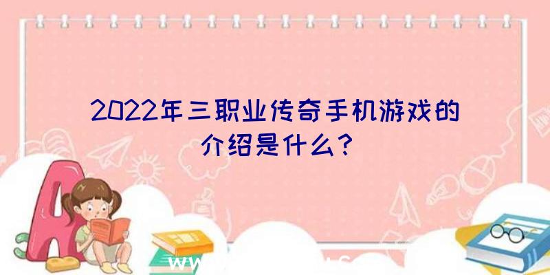 2022年三职业传奇手机游戏的介绍是什么？