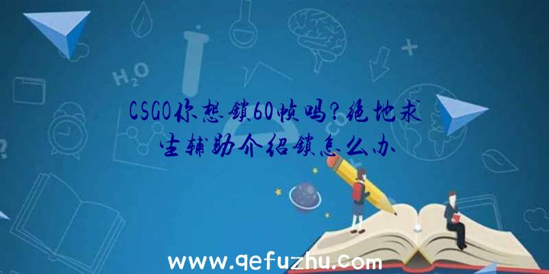 CSGO你想锁60帧吗？绝地求生辅助介绍锁怎么办