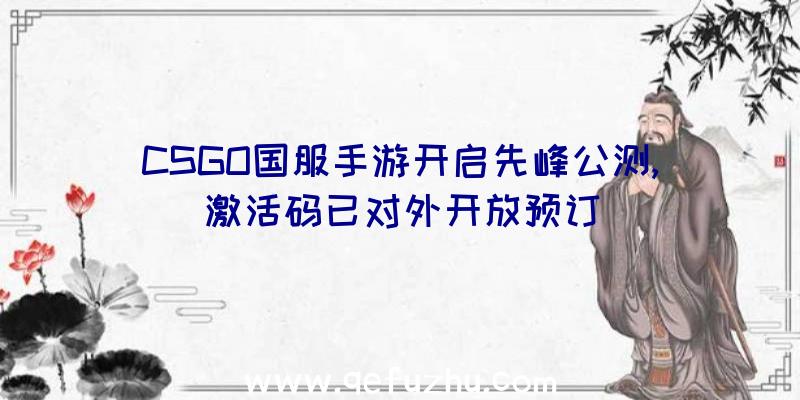 CSGO国服手游开启先峰公测,激活码已对外开放预订