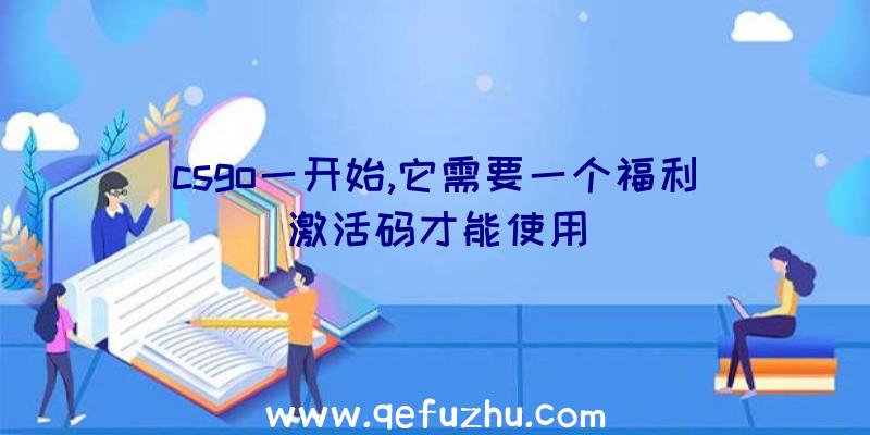 csgo一开始,它需要一个福利激活码才能使用