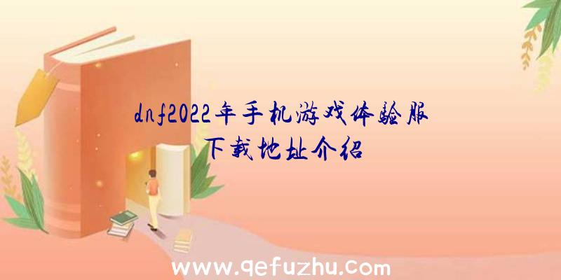 dnf2022年手机游戏体验服下载地址介绍