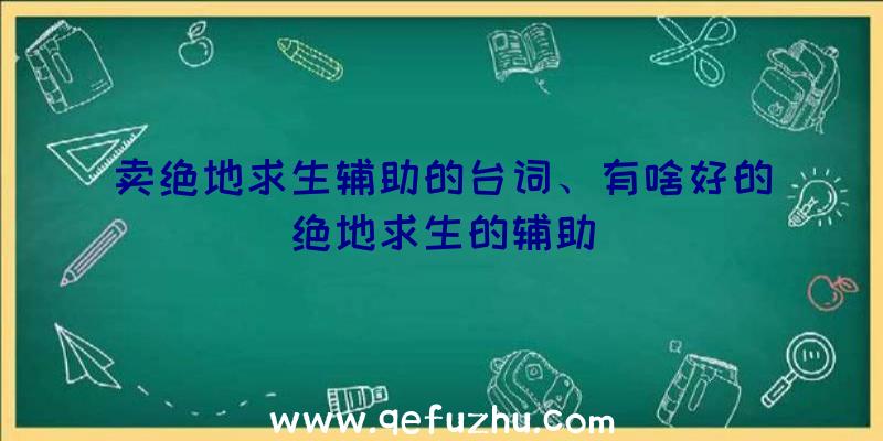 卖绝地求生辅助的台词、有啥好的绝地求生的辅助