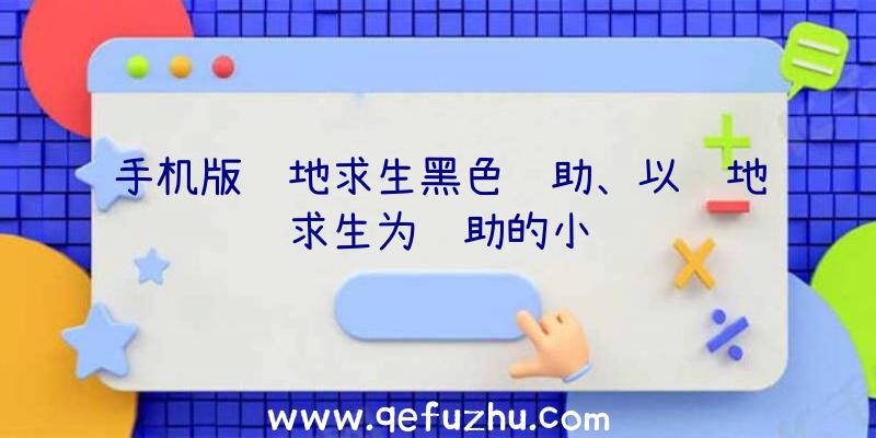 手机版绝地求生黑色辅助、以绝地求生为辅助的小说