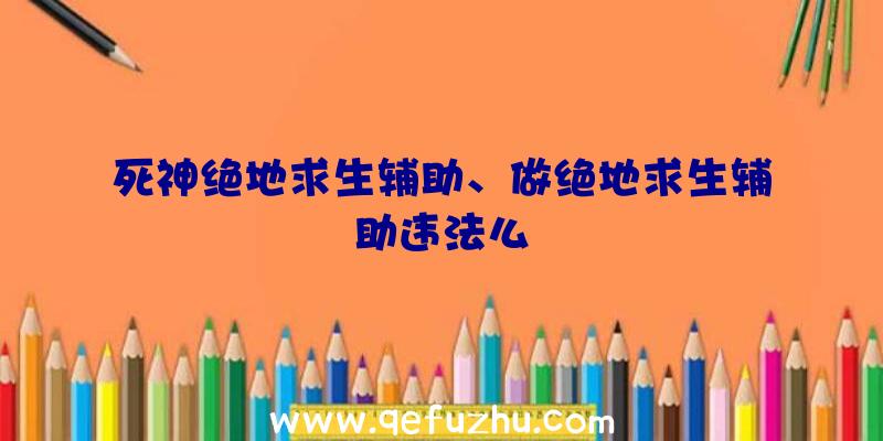 死神绝地求生辅助、做绝地求生辅助违法么