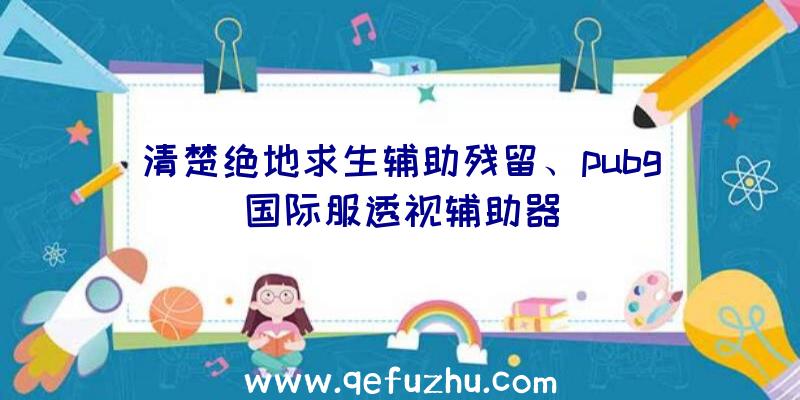 清楚绝地求生辅助残留、pubg国际服透视辅助器