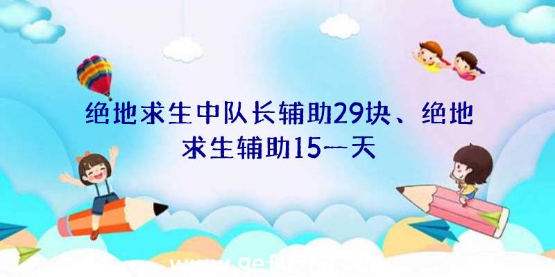 绝地求生中队长辅助29块、绝地求生辅助15一天