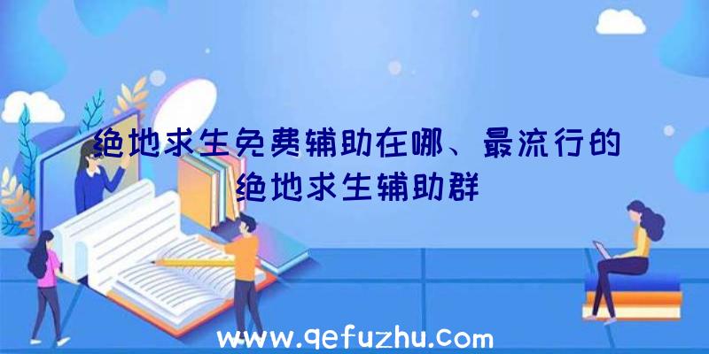 绝地求生免费辅助在哪、最流行的绝地求生辅助群