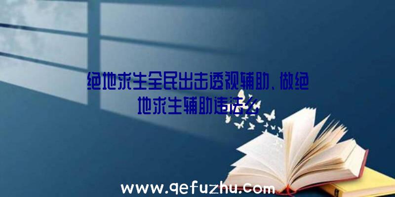 绝地求生全民出击透视辅助、做绝地求生辅助违法么