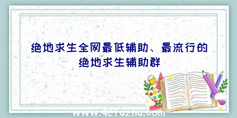 绝地求生全网最低辅助、最流行的绝地求生辅助群