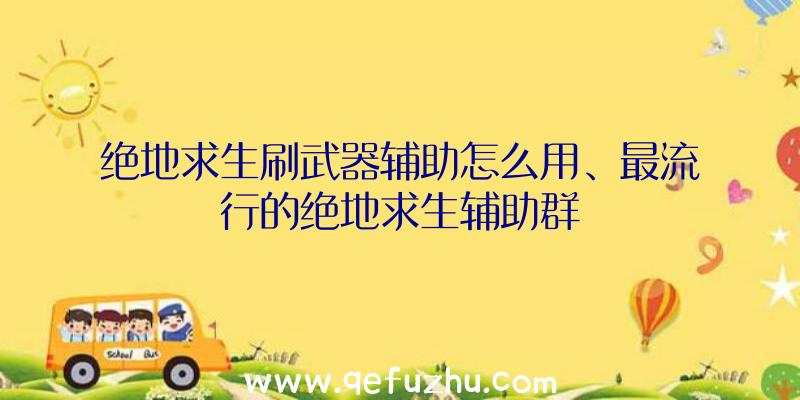 绝地求生刷武器辅助怎么用、最流行的绝地求生辅助群