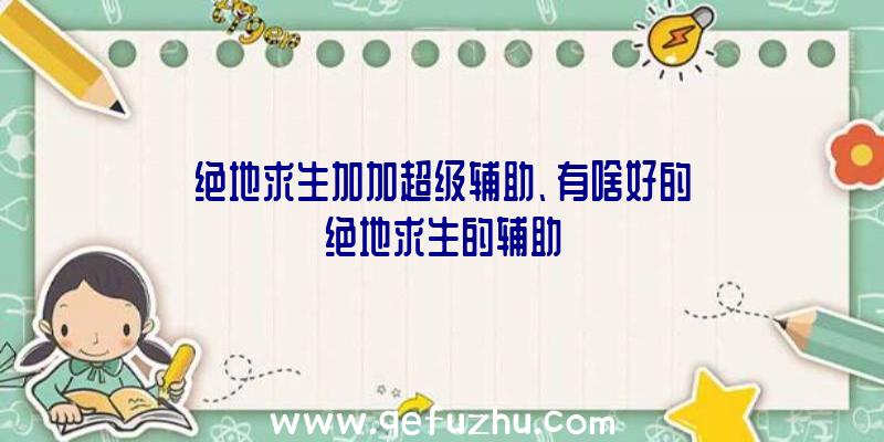 绝地求生加加超级辅助、有啥好的绝地求生的辅助