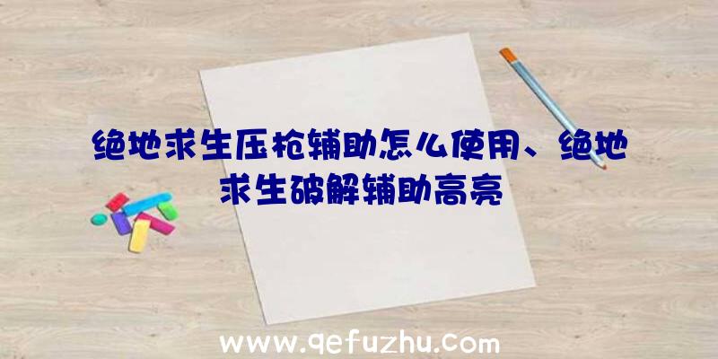 绝地求生压枪辅助怎么使用、绝地求生破解辅助高亮