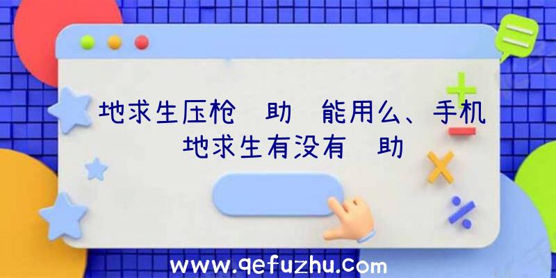 绝地求生压枪辅助还能用么、手机绝地求生有没有辅助