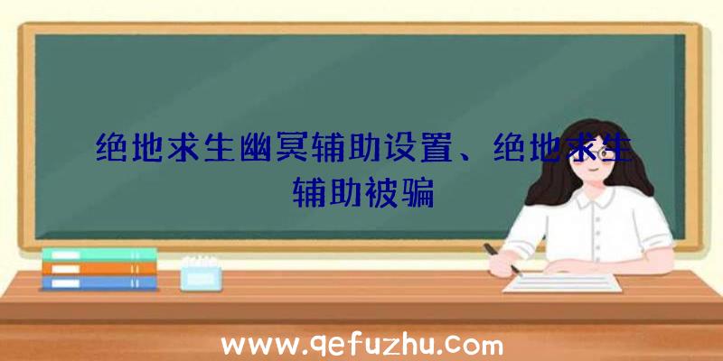 绝地求生幽冥辅助设置、绝地求生辅助被骗