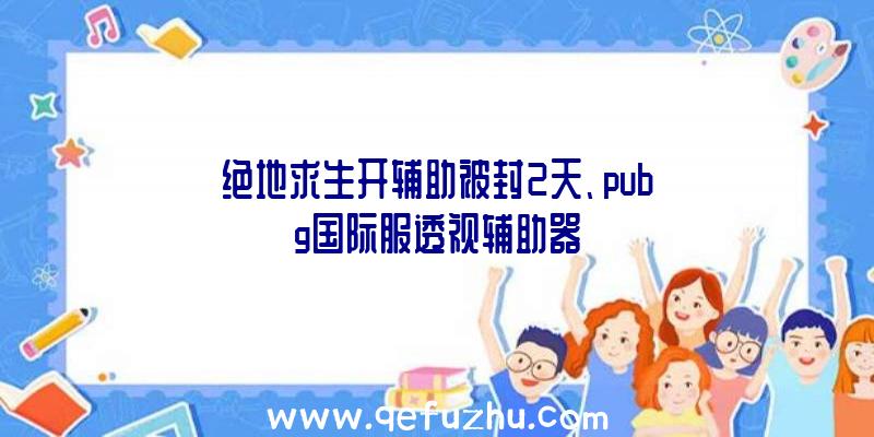 绝地求生开辅助被封2天、pubg国际服透视辅助器