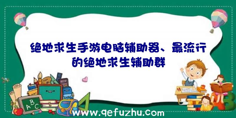 绝地求生手游电脑辅助器、最流行的绝地求生辅助群