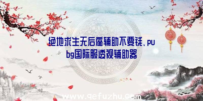 绝地求生无后座辅助不要钱、pubg国际服透视辅助器