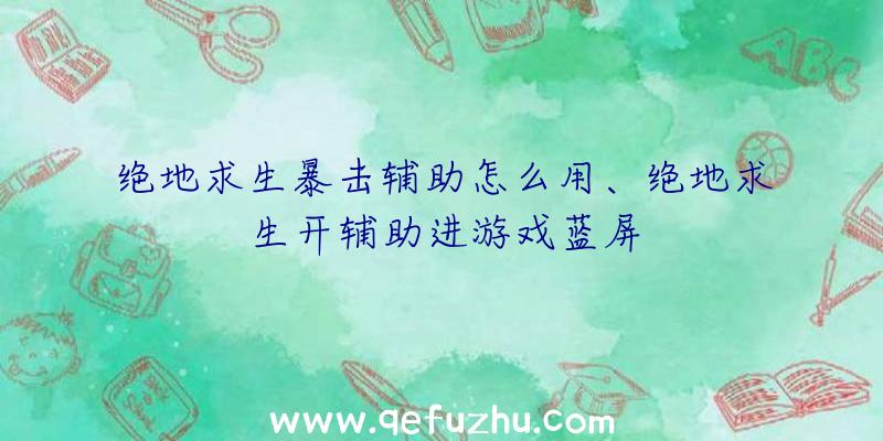 绝地求生暴击辅助怎么用、绝地求生开辅助进游戏蓝屏