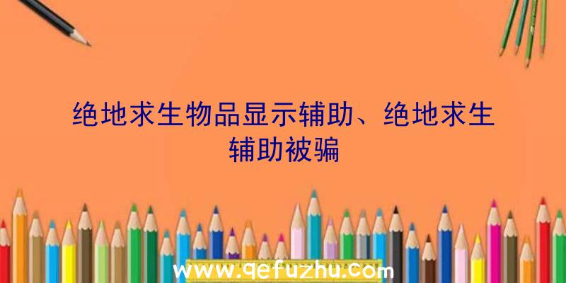绝地求生物品显示辅助、绝地求生辅助被骗