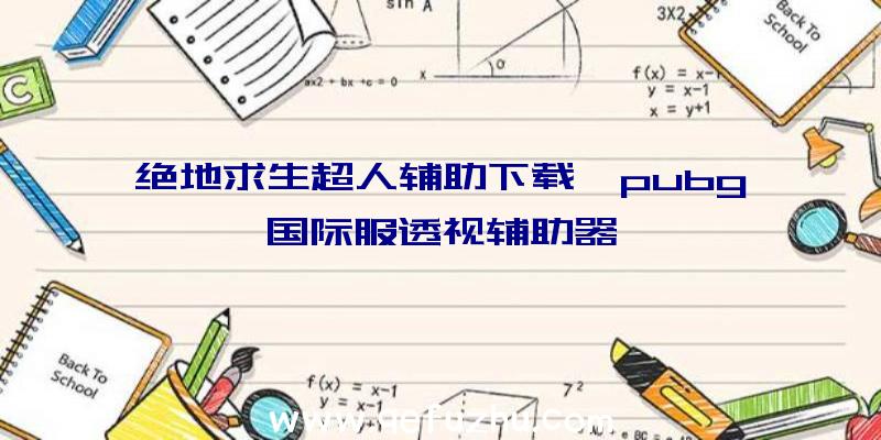 绝地求生超人辅助下载、pubg国际服透视辅助器