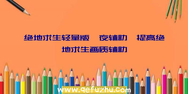 绝地求生轻量版夙夜辅助、提高绝地求生画质辅助