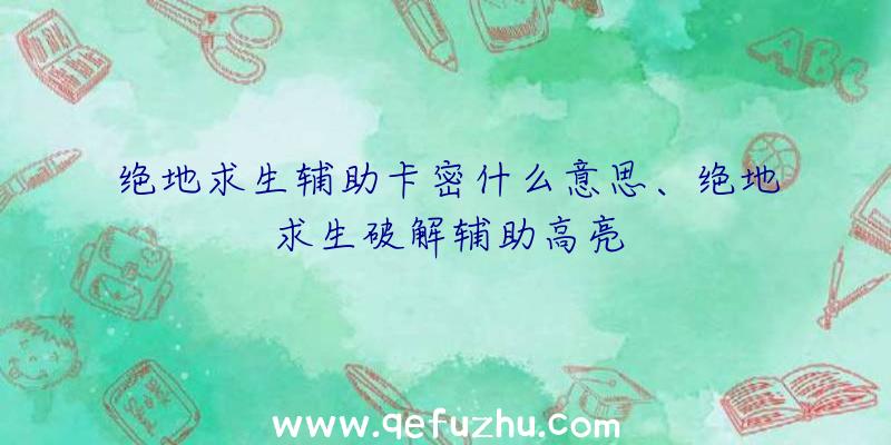 绝地求生辅助卡密什么意思、绝地求生破解辅助高亮