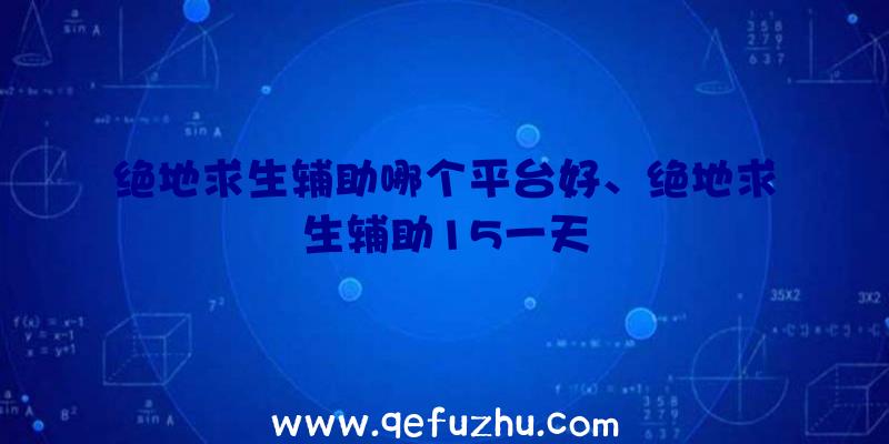 绝地求生辅助哪个平台好、绝地求生辅助15一天