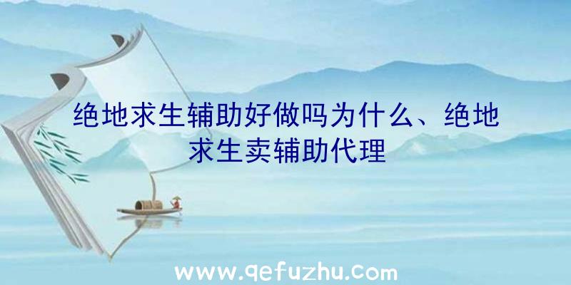 绝地求生辅助好做吗为什么、绝地求生卖辅助代理