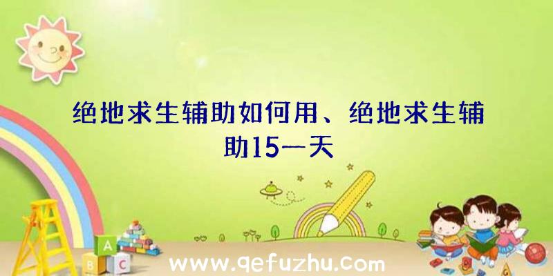 绝地求生辅助如何用、绝地求生辅助15一天