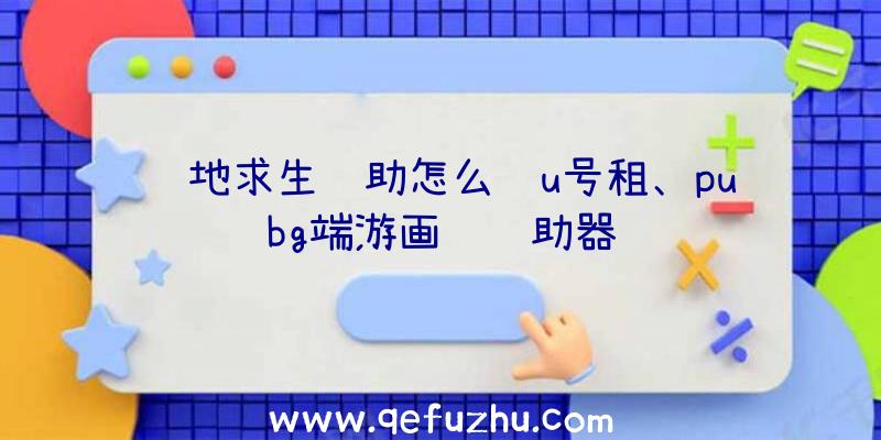 绝地求生辅助怎么过u号租、pubg端游画质辅助器