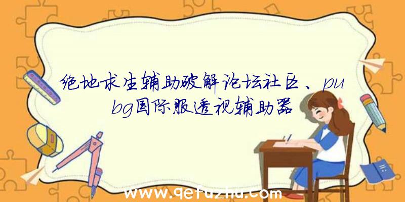 绝地求生辅助破解论坛社区、pubg国际服透视辅助器