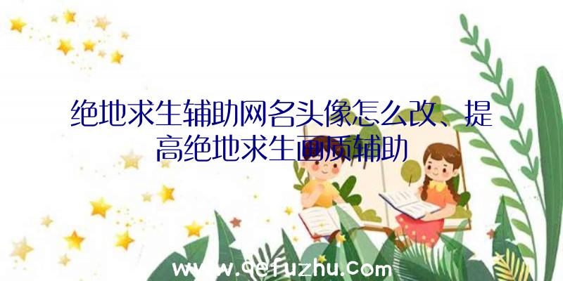 绝地求生辅助网名头像怎么改、提高绝地求生画质辅助