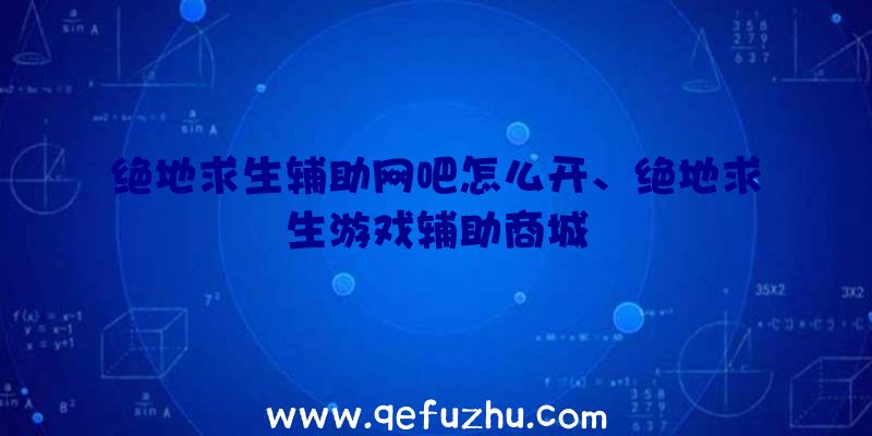 绝地求生辅助网吧怎么开、绝地求生游戏辅助商城