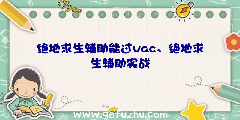 绝地求生辅助能过vac、绝地求生辅助实战