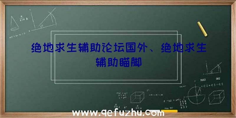 绝地求生辅助论坛国外、绝地求生辅助瞄脚