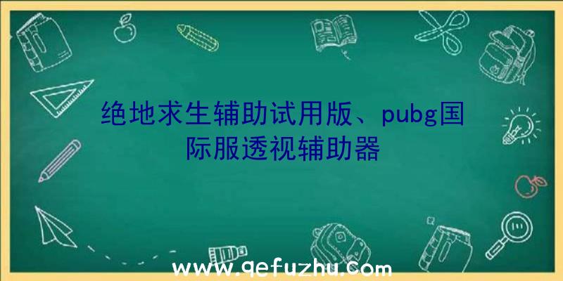 绝地求生辅助试用版、pubg国际服透视辅助器