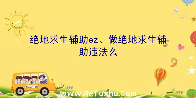 绝地求生辅助ez、做绝地求生辅助违法么