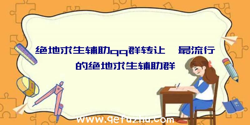 绝地求生辅助qq群转让、最流行的绝地求生辅助群