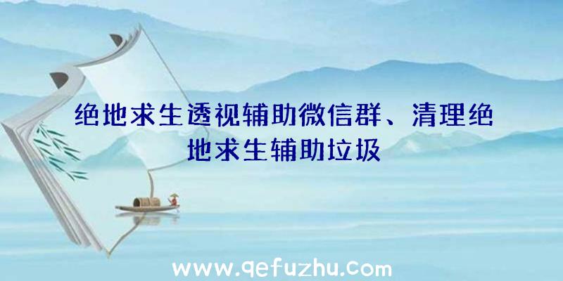 绝地求生透视辅助微信群、清理绝地求生辅助垃圾