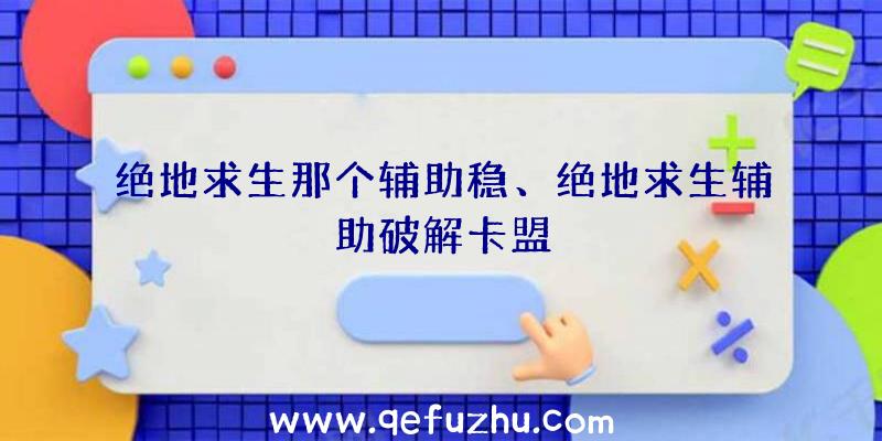 绝地求生那个辅助稳、绝地求生辅助破解卡盟