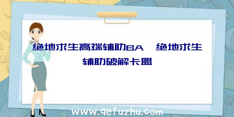 绝地求生高端辅助BA、绝地求生辅助破解卡盟