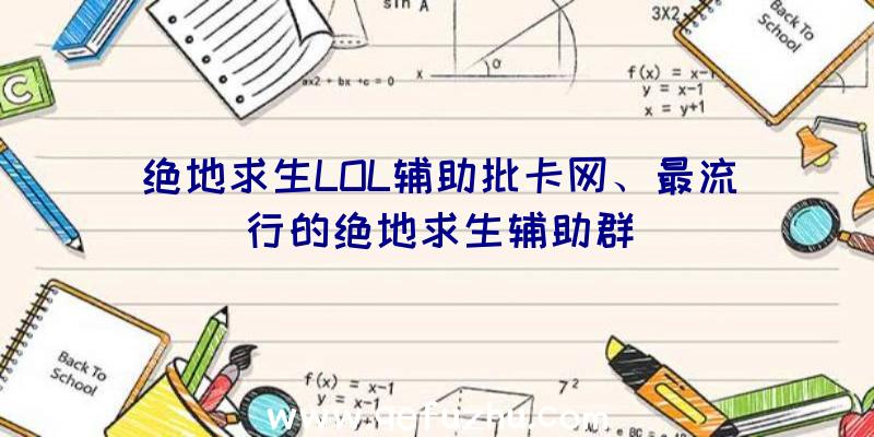 绝地求生LOL辅助批卡网、最流行的绝地求生辅助群