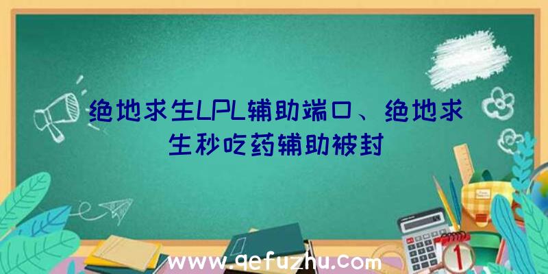 绝地求生LPL辅助端口、绝地求生秒吃药辅助被封