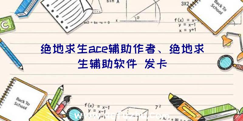 绝地求生ace辅助作者、绝地求生辅助软件