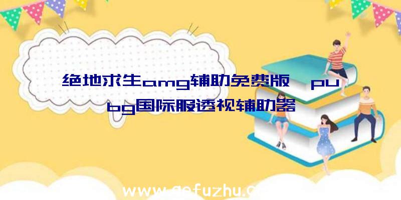 绝地求生amg辅助免费版、pubg国际服透视辅助器