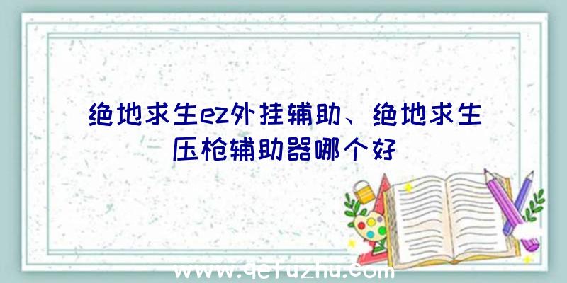 绝地求生ez外挂辅助、绝地求生压枪辅助器哪个好