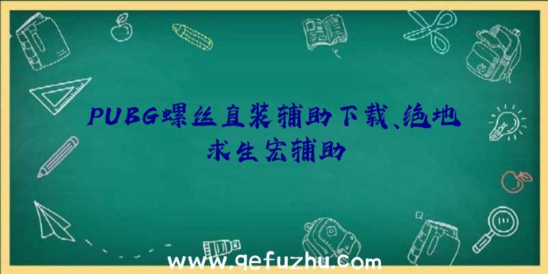 PUBG螺丝直装辅助下载、绝地求生宏辅助