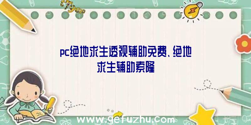 pc绝地求生透视辅助免费、绝地求生辅助索隆