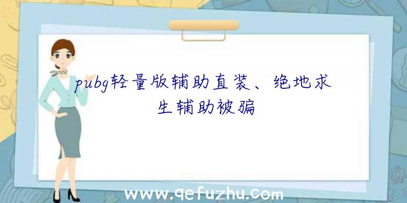 pubg轻量版辅助直装、绝地求生辅助被骗